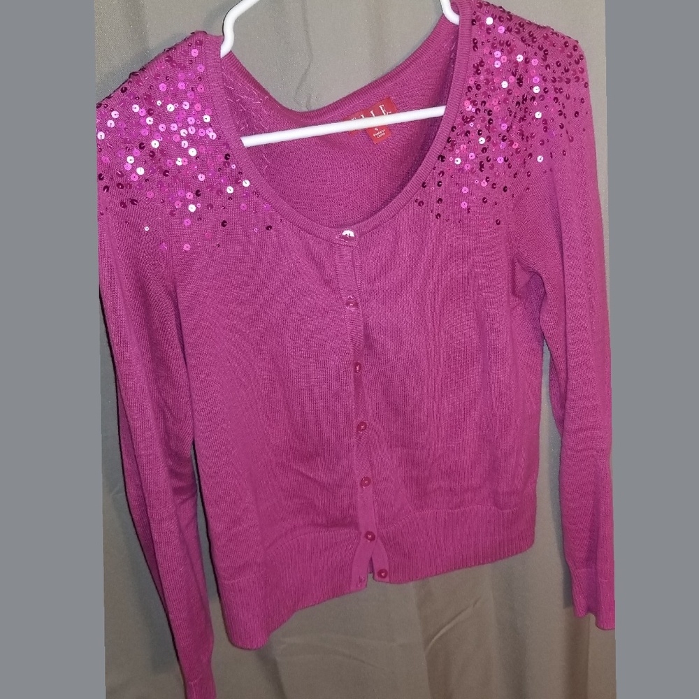 Elle brand magenta pink cardigan with sequins